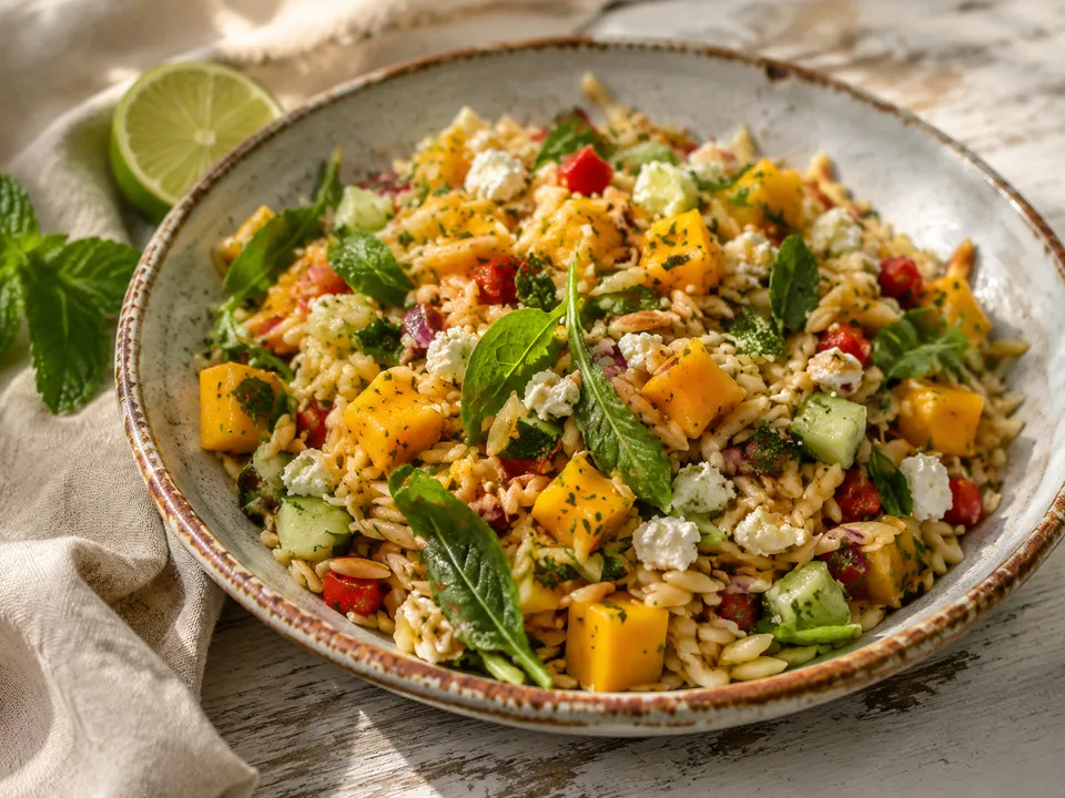 Mango Kritaraki Salad with Feta & Mint