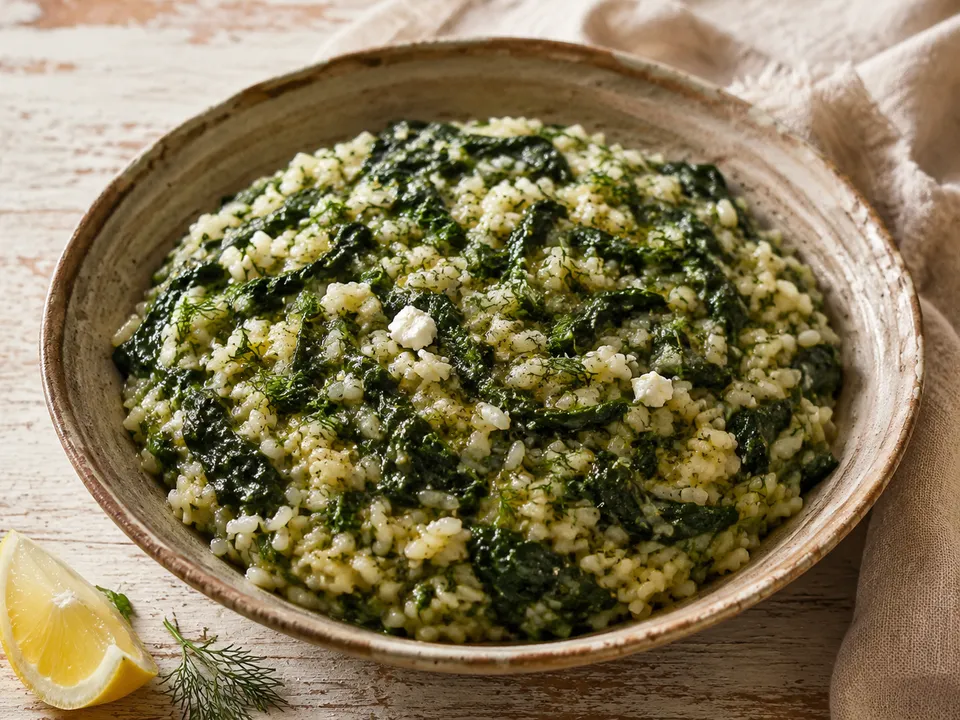 Spanakorizo - Greek Spinach Rice